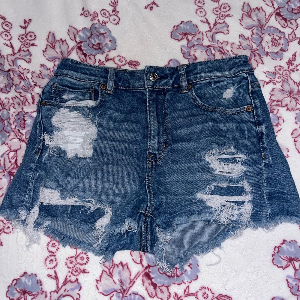 American Eagle Outfitters Blue Jean Shorts Distressed Raw Hem